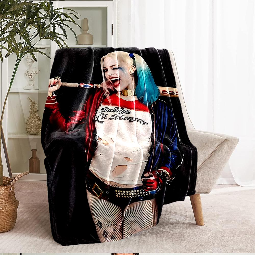 Harley Quinn Theme Printed Blanket - Perfect for Couch, Bed, Travel & Outdoor Use | Machine Washable, Cozy & Durable.