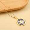 Fashion Creative Round Shining Pattern Pndant Necklace Stainless Steel Gold Plated Necklace for Women 316L Jewelry Gift