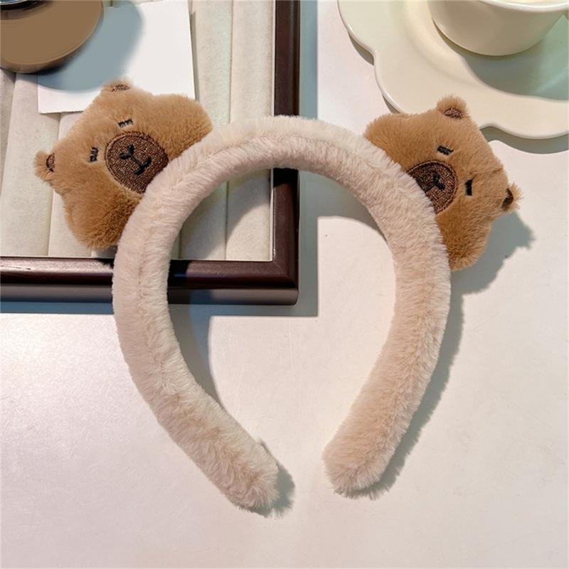 Tiara Adorável de Capivara Peça de Cabeça Peluda para Bailes de Formatura Aniversários Acessório de Cabeça Divertido Presilha de Cabelo de Capivara Acessório de Cabeça