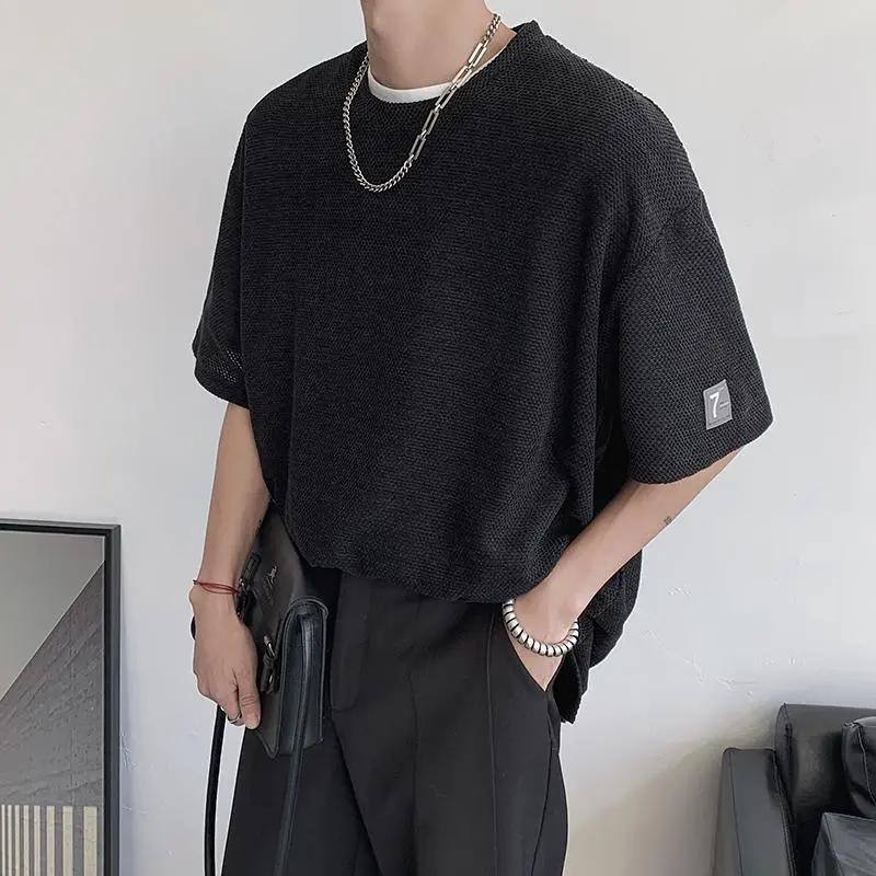 Men s Summer Causal T-Shirt with Stylish Openwork Design and Short Sleeves XXXXL