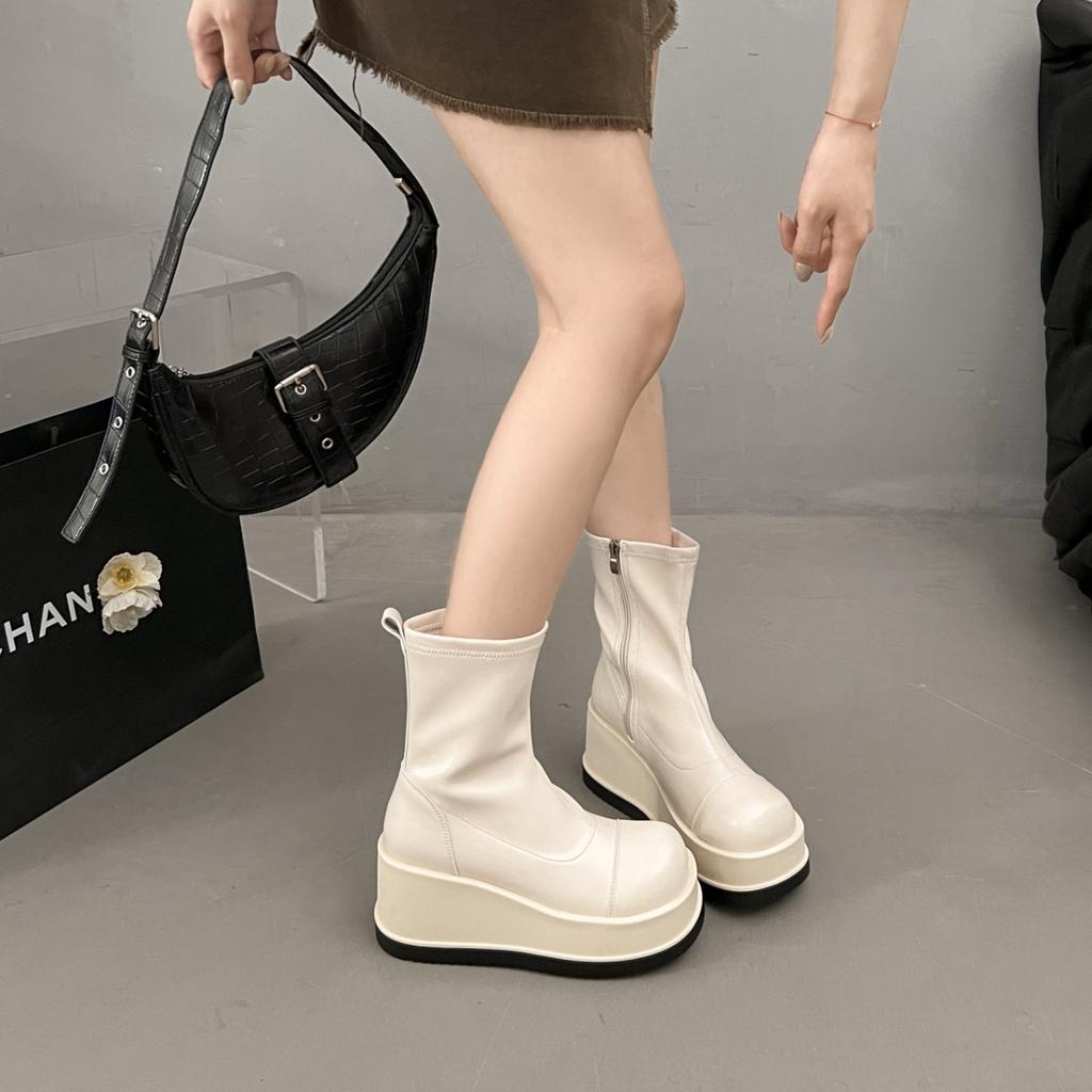 2025 autumn cool and versatile niche matte matte muffin thick-soled short boots popular short boots