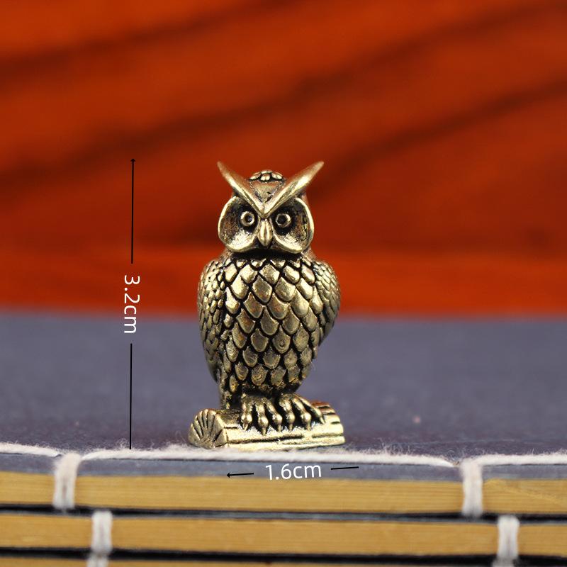 Brass Owl Desktop Ornament, Miss Owl Entryway Small Ornament