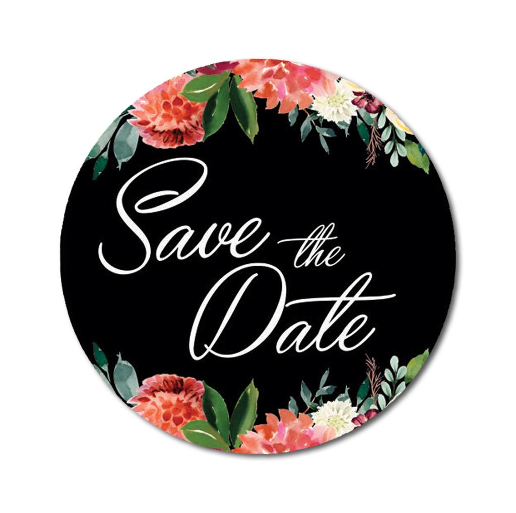 Darling Souvenir White Round 45 Pcs Chrysanthemum Floral Border Save The Date Mini Stickers-1.6 Inches