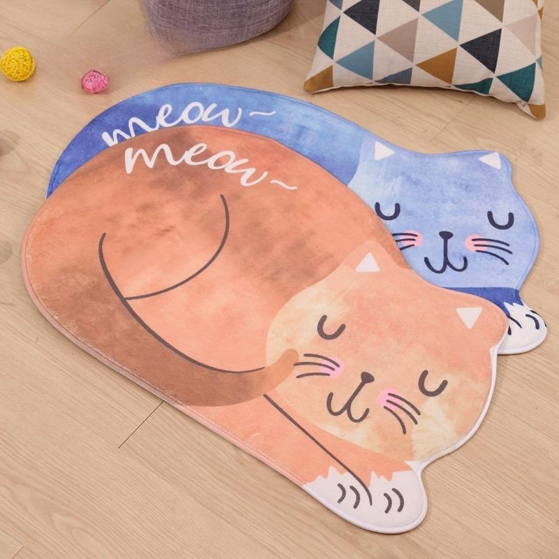 1Pc Tea Table Bibulous Antiskid False Sleeping Cat Washable Kitchen Carpet Bath Mat Bathroom Products Carpet Doormat