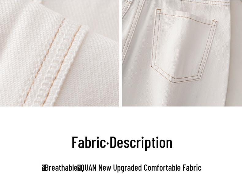 Elegant White Denim High-Waist Wide-Leg Pants - Summer Slim Fit