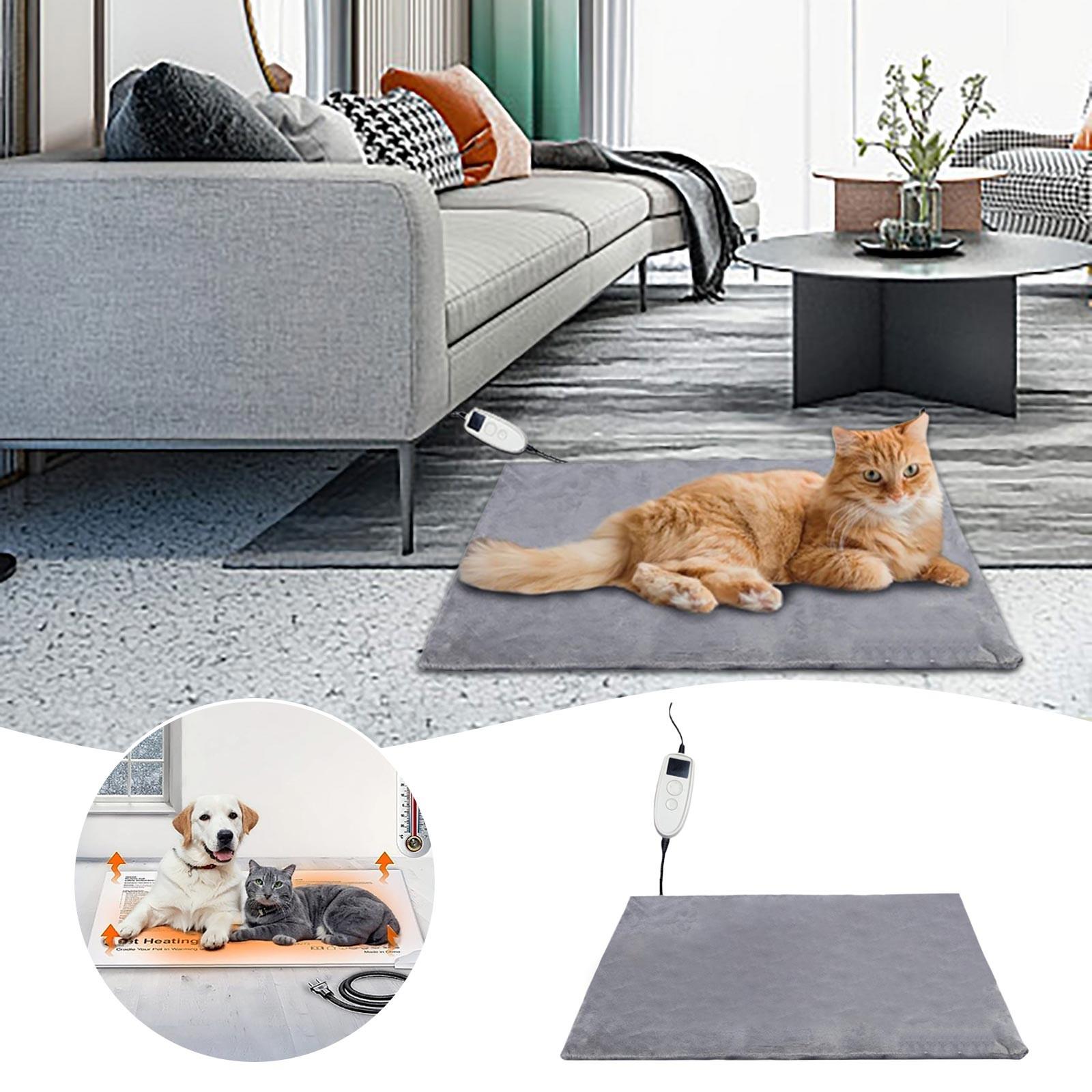 Pet Heating Pad Dog And Cat Heat Blanket Heating Mat With Timer And Temperature Adjustable Self Warming Pet Pad Outdoor (Grey,A) серый