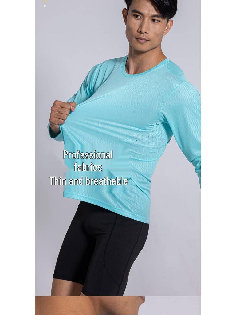 Herren Schnelltrocknendes Langarm-Laufshirt - Herbst Rundhals Fitness-Top
