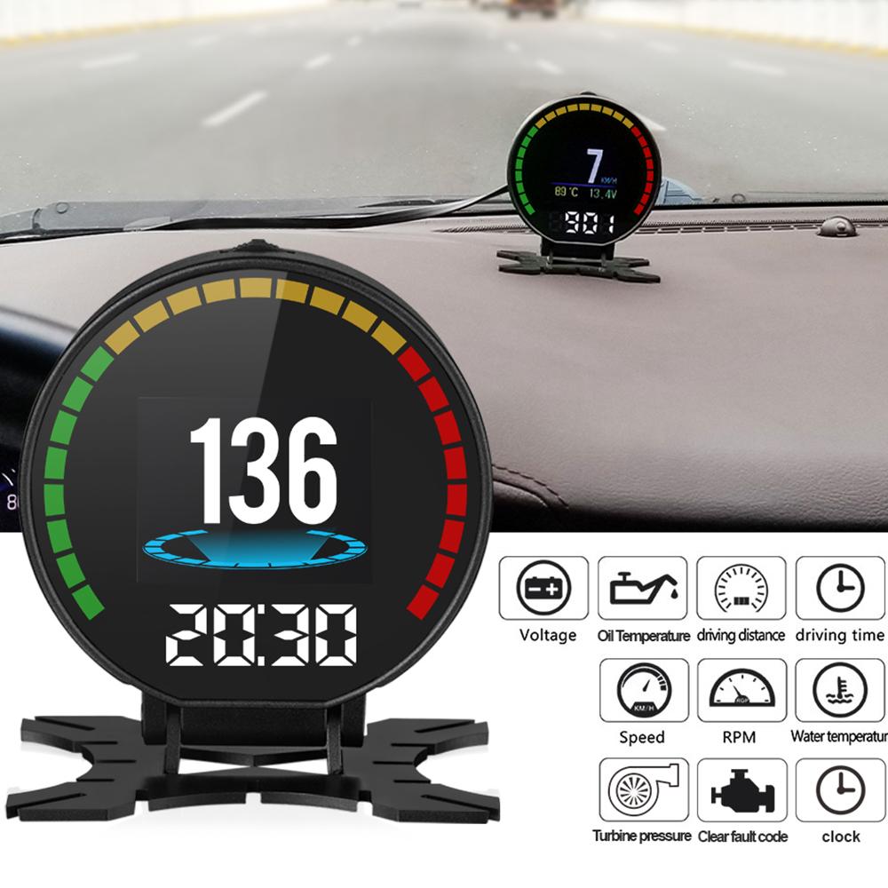 P15 OBD HUD Car Head Up Display Digital Meter Car Accessories Voltage Oil Temperature Speed RPM Water Temperature Fuel Display