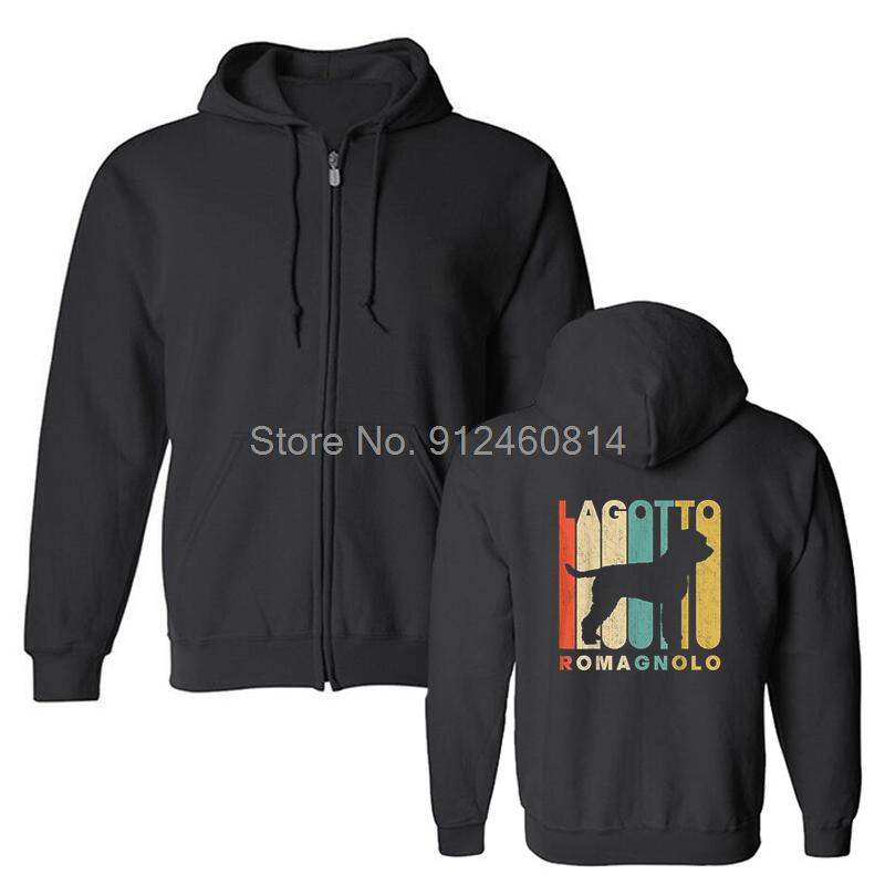 Vintage Retro Style Lagotto Romagnolo Silhouette Hoodie Men Fleece Hoodies Hip Hop Hooded Sweatshirt Streetwear Harajuku