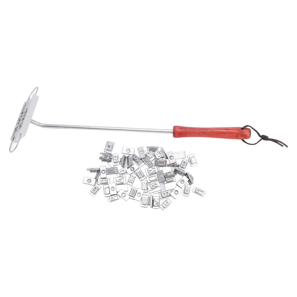 BBQ Branding Iron English Letters Stainless Steel Steak Branding Iron with Wooden Handle for Grillin