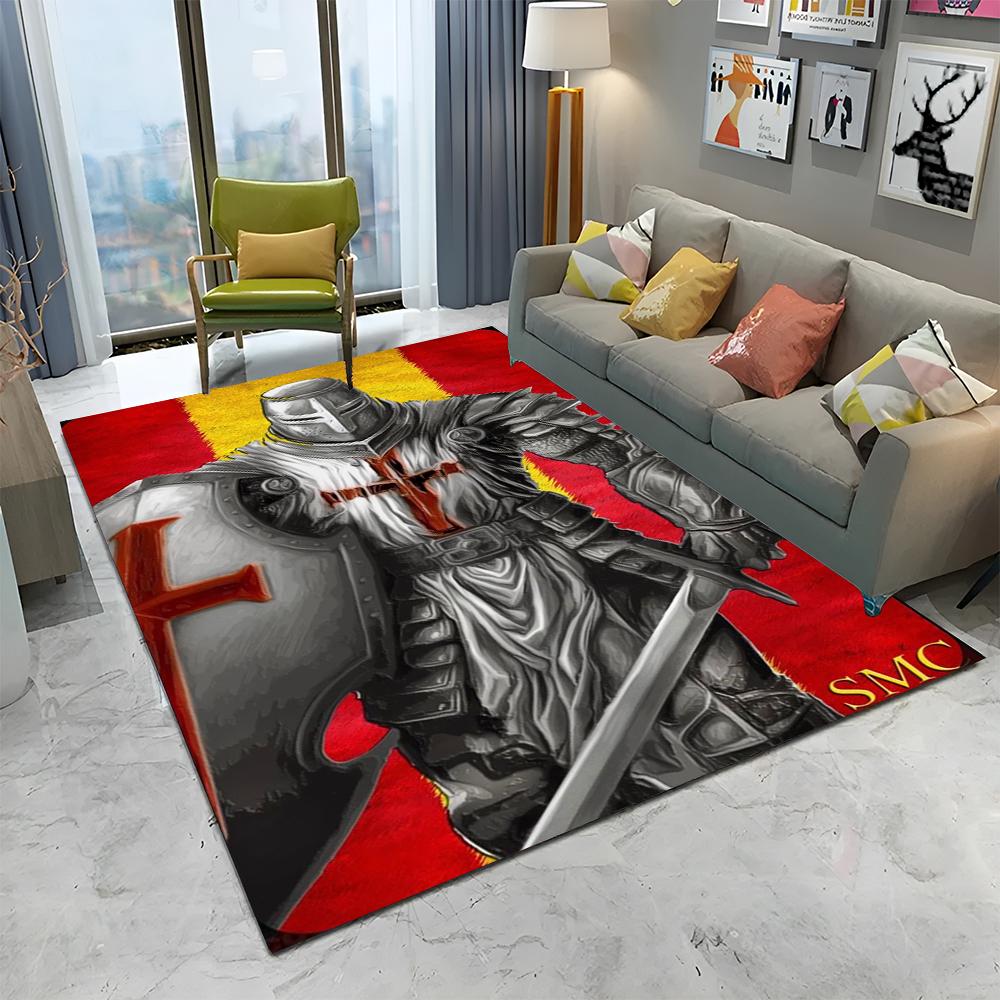 Rycerz Templariusz Krzyżowiec Gry Dywanik do Domu Salonu Sypialni Sofy Wycieraczka Dekoracja, Dywanik Obszarowy Antypoślizgowa Mata Podłogowa