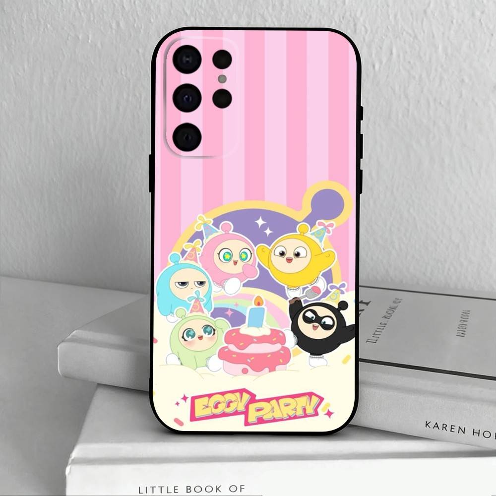 Cute E-Eggy P-Party  Phone Case For Samsung S25,S24,S21,S22,S23,S30,Ultra,S20,Plus,Others Soft Black Cover