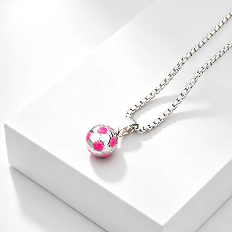 Stainless Steel World Cup Football Pendant Necklace for Men