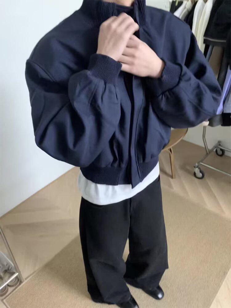 Męska pikowana kurtka bomberka Harajuku 2025 - Wysokiej klasy casualowy kołnierz stojący na wiosnę/jesień