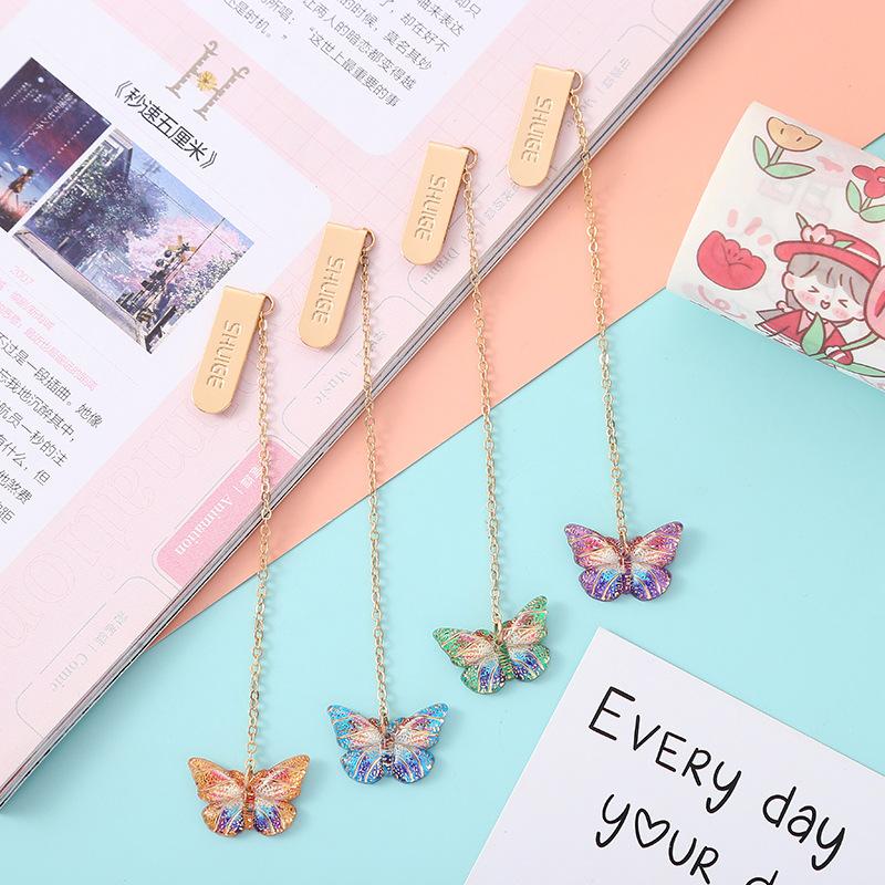 Flowers Butterfly Metal Bookmark School Supplies Book Page Accessories For Girls Kawaii Stationery Book Mark Separador De Libro