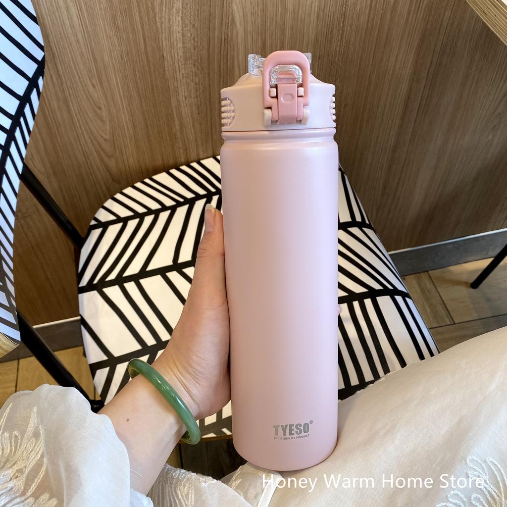 Θερμικό Μπουκάλι Νερού Με Καλαμάκι 750/600ML Μπουκάλι από Ανοξείδωτο Ατσάλι Αθλητισμός Εξωτερικού Χώρου Διατηρεί Ψύξη και Ζέστη Μεγάλης Χωρητικότητας Θερμός