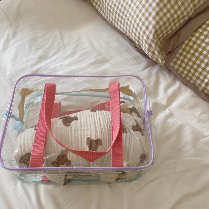Large Capacity Pvc Transparent Jelly Handbags Washing Bag Summer Outdoor Beach Tote Waterproof Swimming Storage Bag
