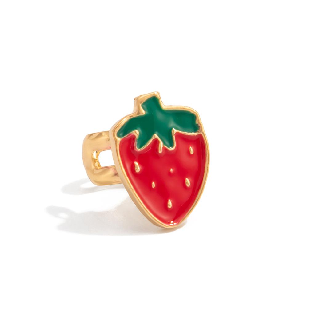 Fresh Fruit Strawberry Ear Bone Clip Earrings Simple Irregular Metal Oil Drip Earrings Female