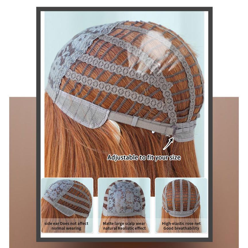 Women's Simulation Wig 70cm Hair Caramel Wig Long Straight Wig Full Headgear Rose Hair Net Headdress Beauty Decoration Wig