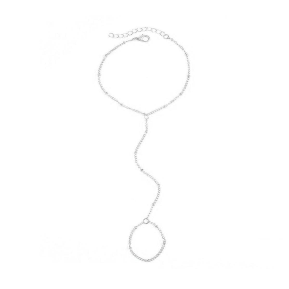 

Женский браслет кольцо интегрированный сплав ретро цепочка браслет кольцо полая цепь палец серебряный