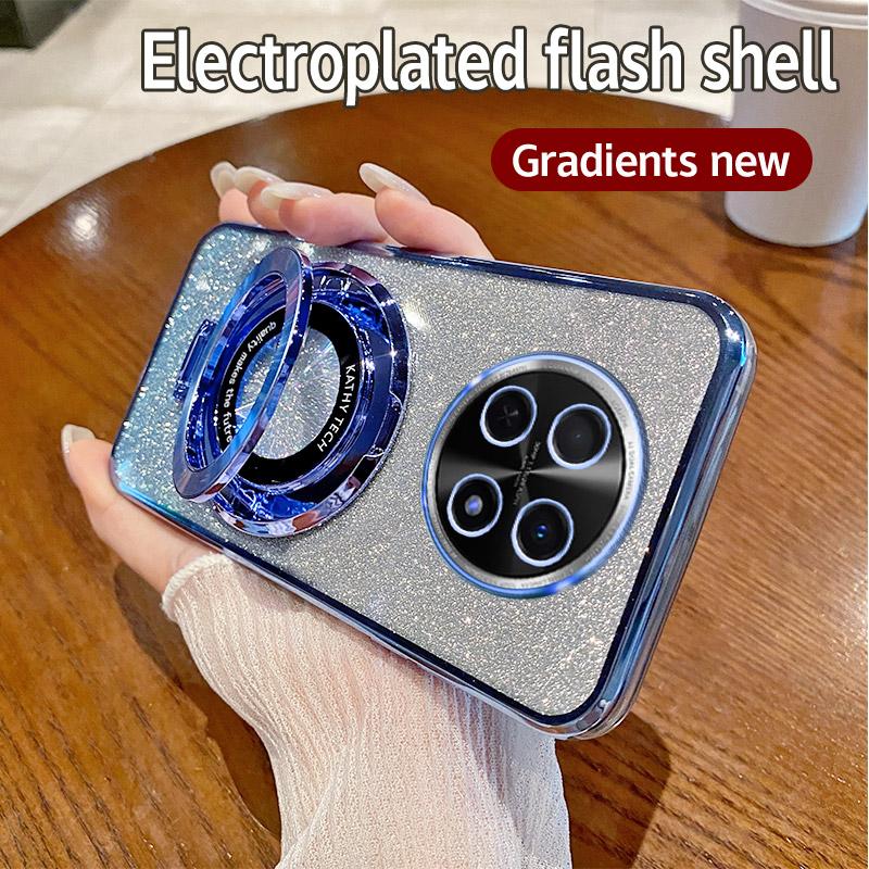 Gradient Glitter CD Ring Holder Phone Case For Huawei Y8S Y9S Y6P Y7A Y7 Y9 Prime Y9 P Smart Z Plus 2019 2021 P40 P30 Lite Cover