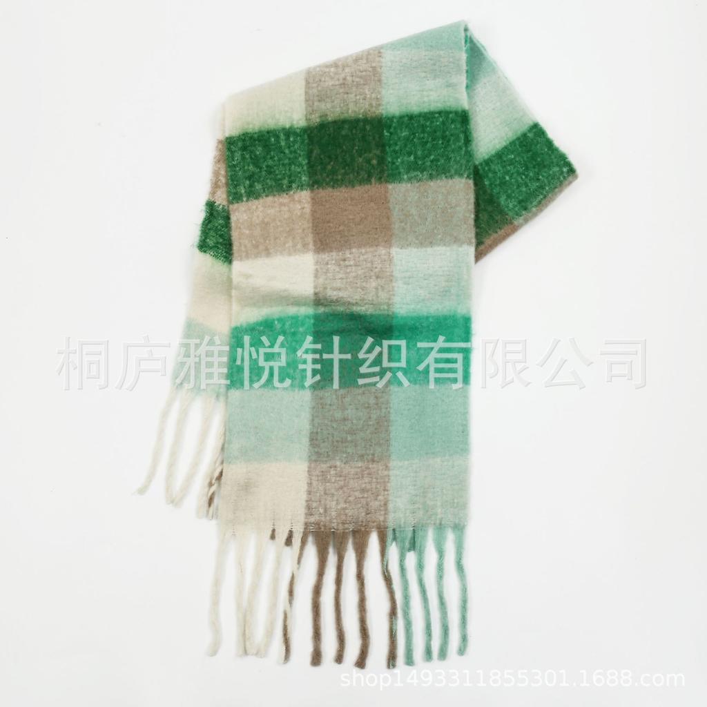 Premium Color Plaid Scarf Women's Winter Warm Scarf Mohair Thickened Scarf Versatile Shawl