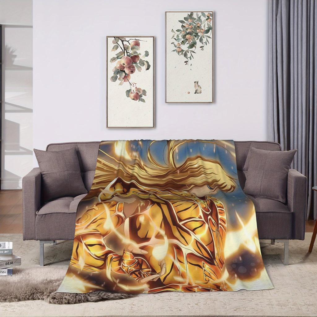 Golden Saint Shaka De Virgo Flannel Printed Blanket Suitable for All Seasons Suitable for Living Room Office Sofa and Travel
