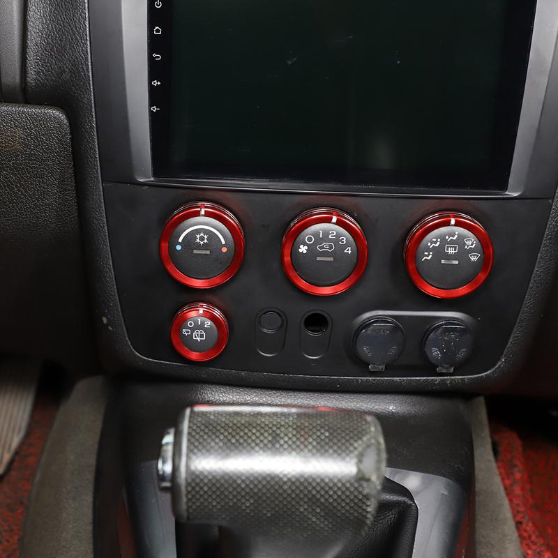 For Hummer H3 2005-2009 Aluminum Alloy Silver/Red Car Modeling Center Control Knob Ring Trim Cover Car Interior Accessories