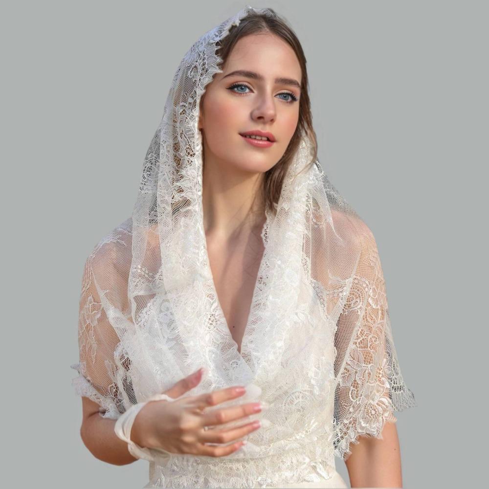 Holy Lace Fabric Women s Headwear Vintage Style Elegant Floral Lace Head Covering Versatile Bridal Veil Women s Fashion белый