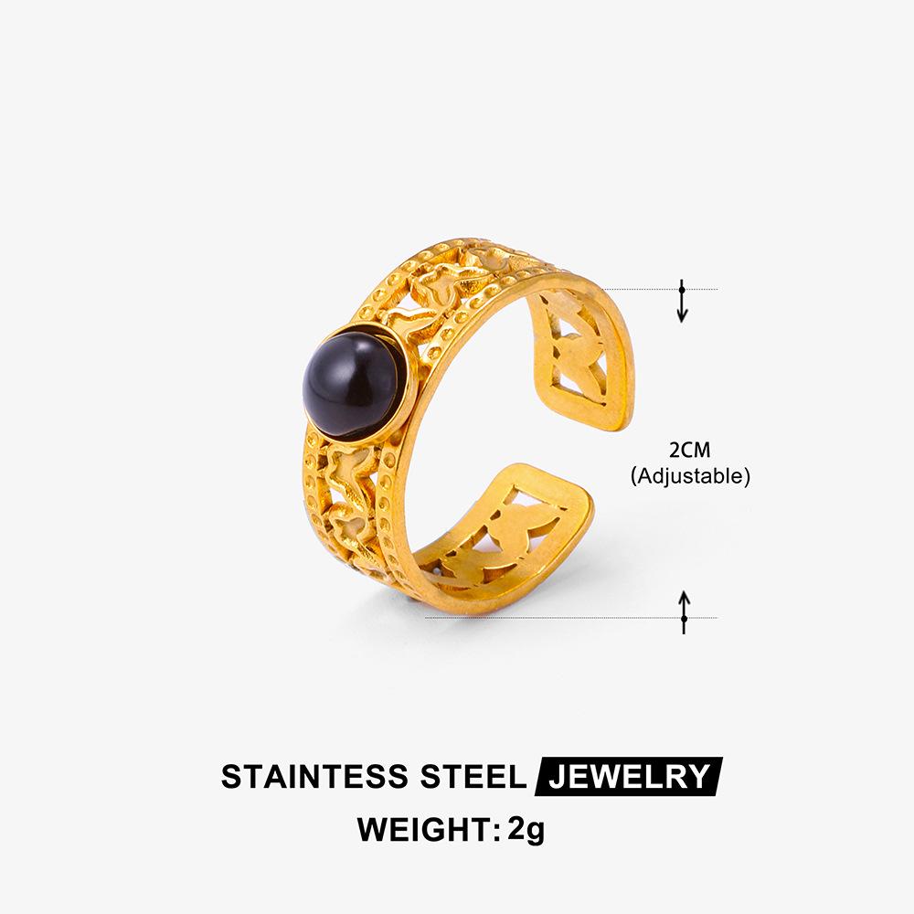 Boho Mehrfarbiger Türkis Edelstahl Offener Ring, Umweltfreundlich & Lichtecht, Schlichtes Titanstahl Design für Damen