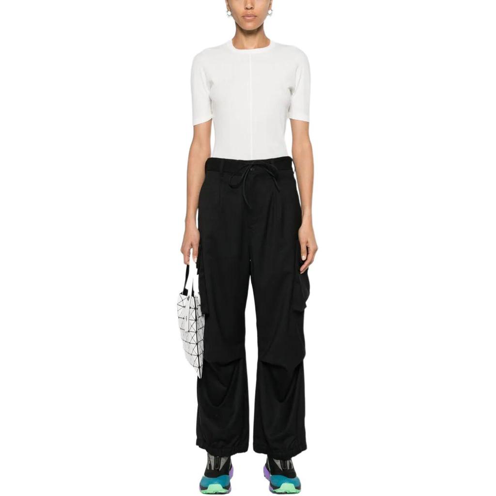 Y-3 Elastic High-Waisted Loose Cargo Pants Women Pants Black IN4373