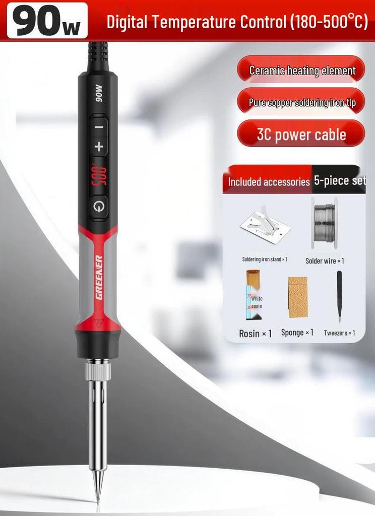 Green Forest Adjustable Temperature Electric Soldering Iron Tool - High Power, Internal Heating, Constant Temperature, Household & Student Use.