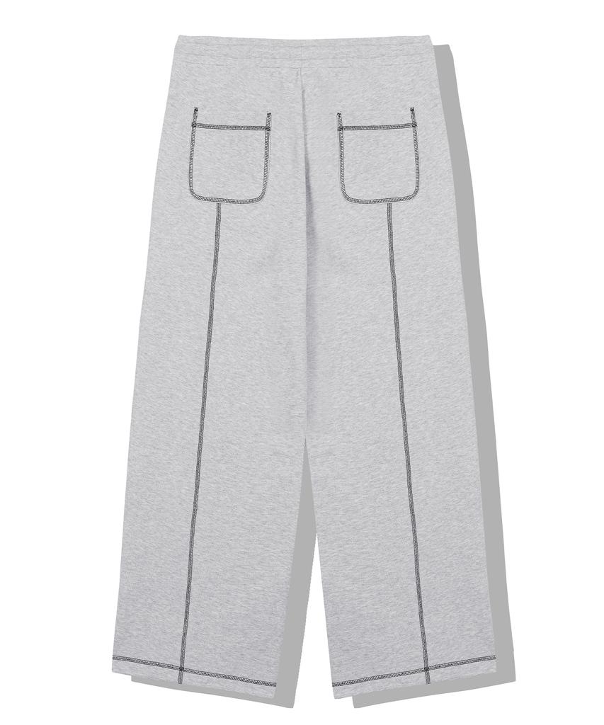 DRIX Overlock Stitch Sweat Wide Pants_Melange Gray