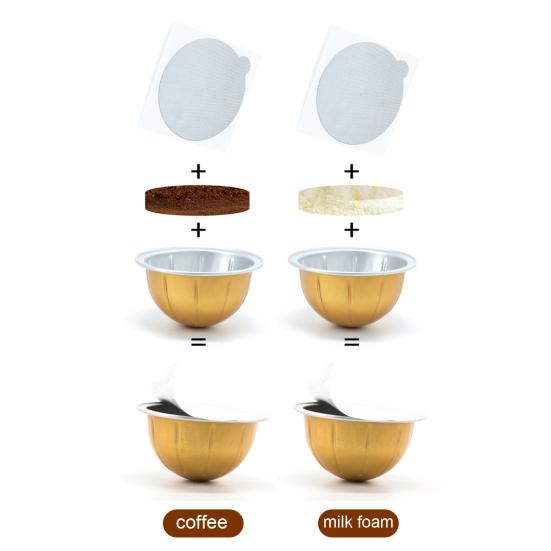 1 مجموعة 80 مل/40 مل/150 مل/230 مل قشرة كبسولة قهوة DIY قابلة لإعادة الاستخدام كوب كبسولة قهوة لـ Nespresso Vertuo