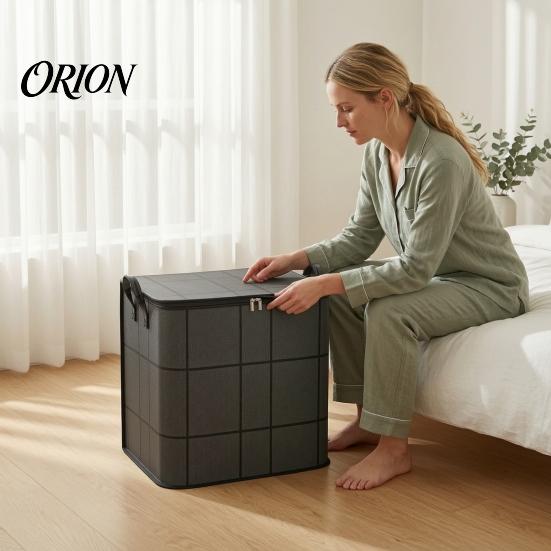 Space Saving Closet Organization 3PCS Foldable Quilt Storage Bins with Reinforced Handles, Large Capacity Non-woven Fabric Seasonal Wardrobe
