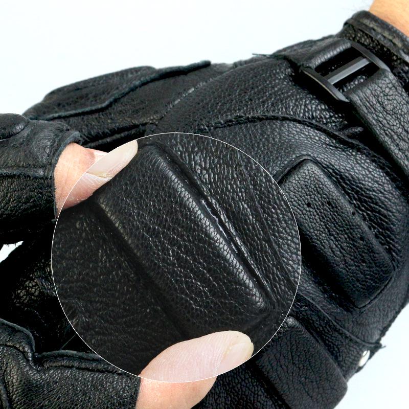 Herrhandskar i äkta läder med halv fingrar - Andningsbara, fingertoppslösa av fårskinn för cykling, utomhusbruk, fitness, sport, klättring, hantelträning