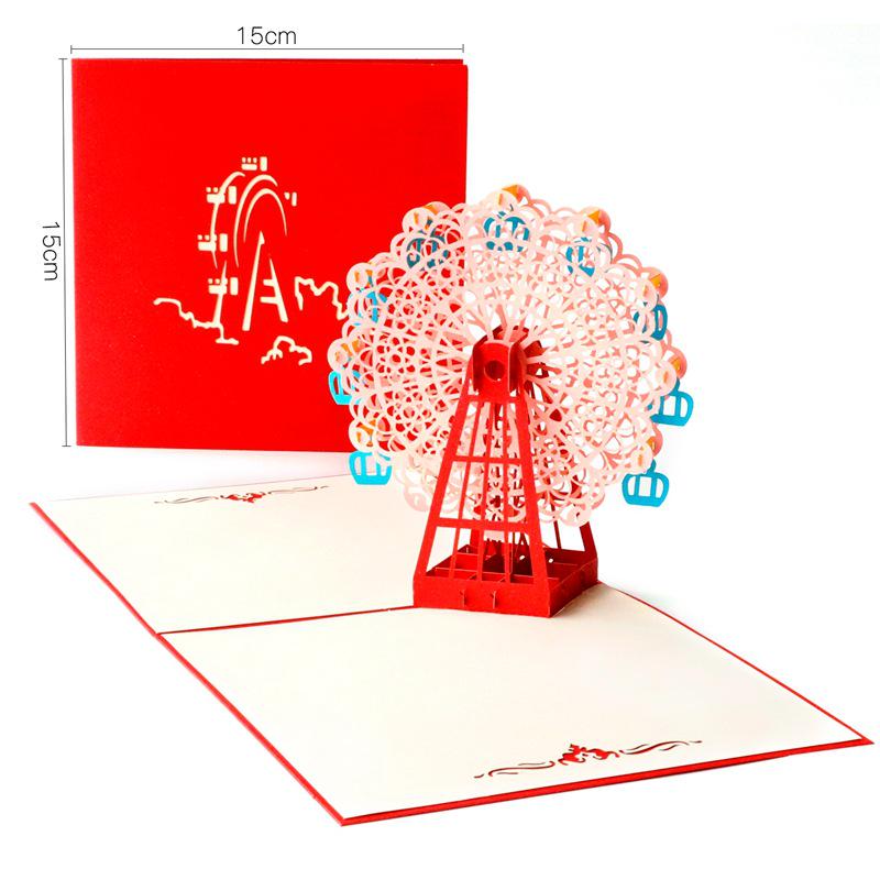 3D Ferris Wheel Pop-up Birthday Card - Creative Handmade Kids Greeting Card & Paper Carving Gift