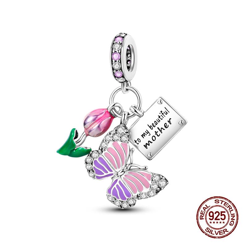 Compatible With 3MM Authentic Bracelets copper Colorful Dragonfly Flower Gem Butterfly Charm Bead Charms Bead Charms Fine Do It Yourself Jewellery Mak