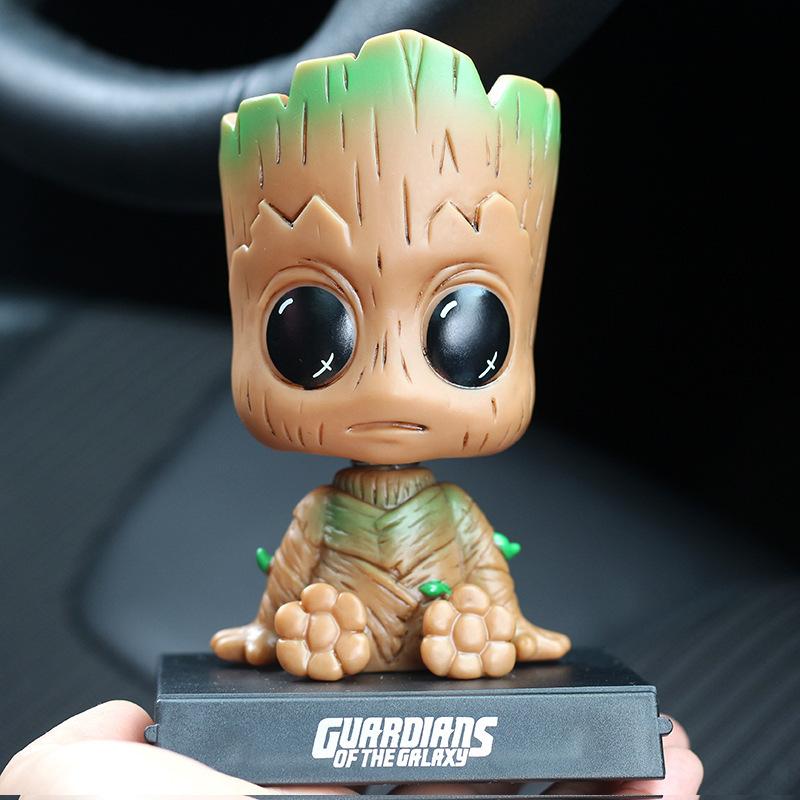 10cm Spider Man Iron Man Hulk Deadpool Shaking Head Doll Car Decoration Auto Accessories Playthings Doll Mobile Phone Bracket Gifts