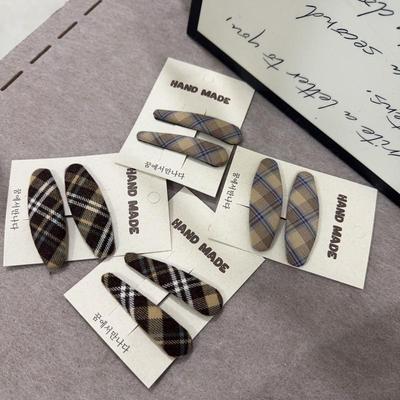 Korean Plaid Water Drop BB Clips: Elegant Retro Hairpins for Bangs and Sides