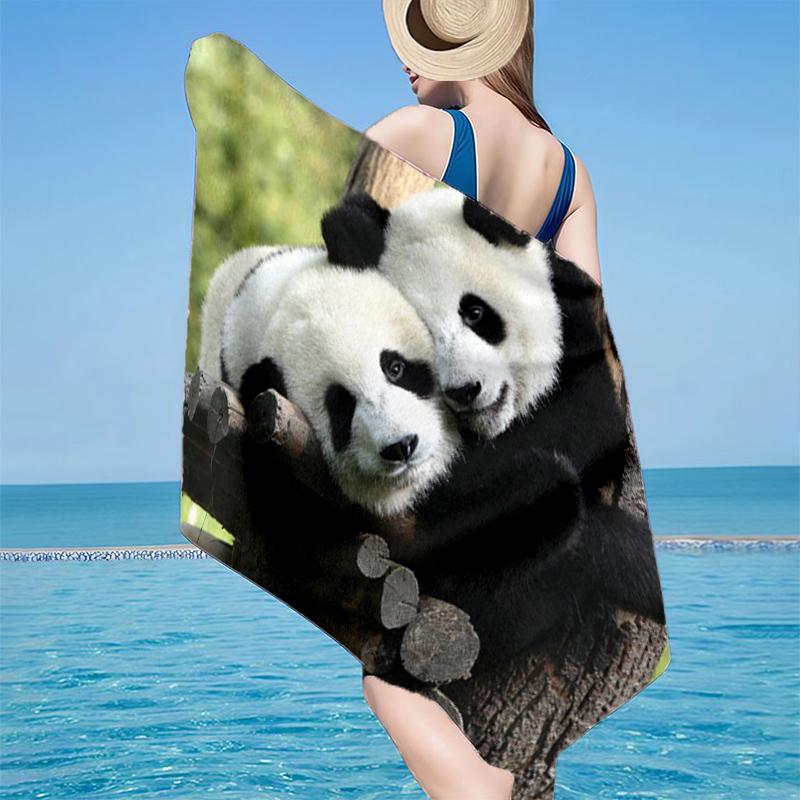 Panda In Floral Paradise Beach Towel, Super Soft Microfiber, Gift for Her/Him, Birthday, for Pool, Beach, Travel, Home Decor Fan gifts