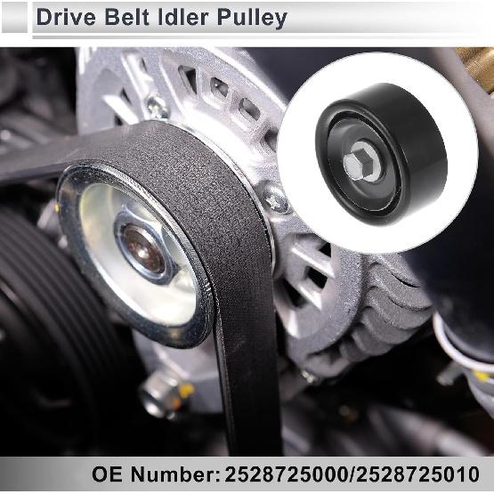Drive Belt Idler Pulley for Kia Sportage 2011-2016 for Hyundai Santa Fe 10-12 Serpentine Tensioner Pulley Idler No.2528725000/2528725110 1 Pc