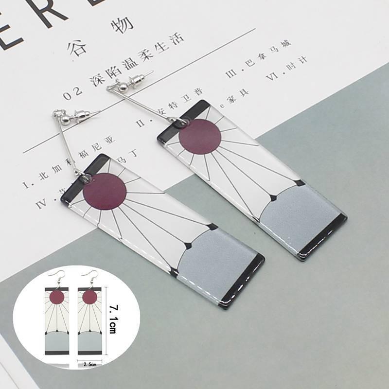 Acrylic Tanjiro Earrings Demon Slayer Earrings Anime Cosplay Props Girls Jewelry