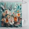 3D Stereo Beautiful Flower Printing Bathroom Curtain Waterproof Polyester Shower Curtain Home Decoration Curtain with Hooks