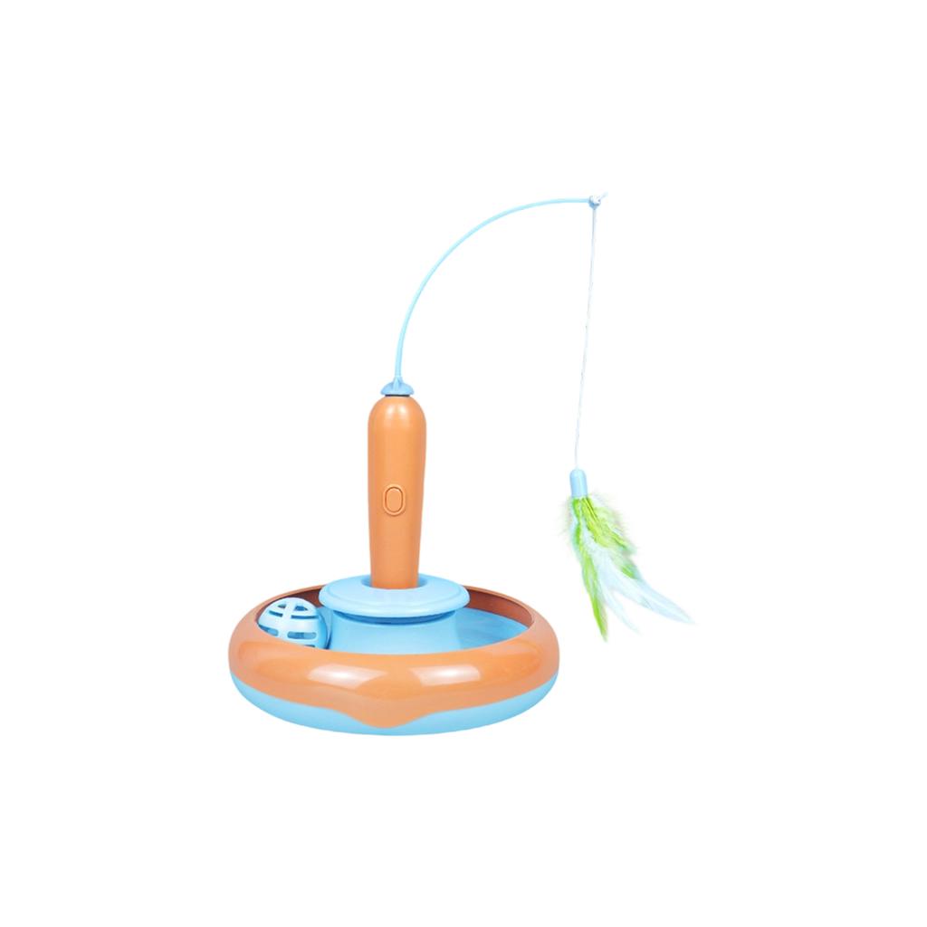Electric Automatic Cats Toy: Rotating Feather Wand & Turntable Bell Ball – Self-Play Interactive Pet Toy For Cats