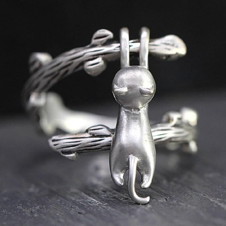 Open Finger Rings Adjustable Rings Cats Climbing Branch Finger Jewelry Alloy Texture Suitable for Fashion Lover Present