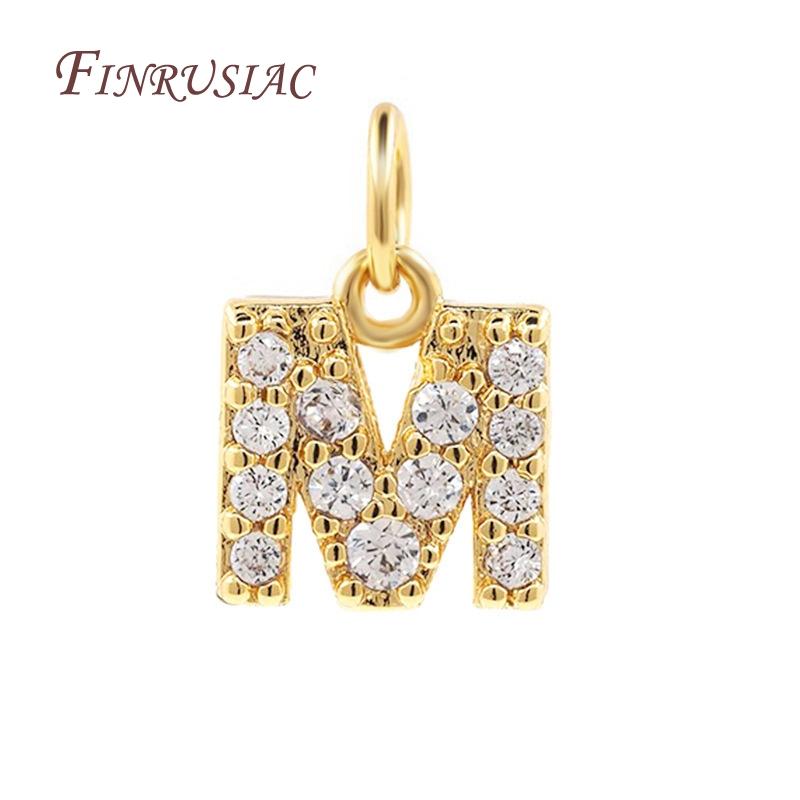 18K Gold Plated Copper A-Z Alphabet Charms For DIY Women's Necklace Jewelry Making Supplies,Fashion Inlay Zircon Letter Pendants