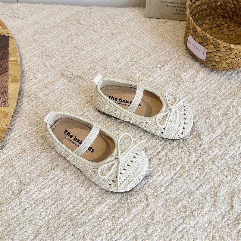 

Candy Color Knitting Fabric Children Dance Shoes Girls Hollow Out Student Summer Ballet Shoes School All Match Shoes I09044 21 бежевий