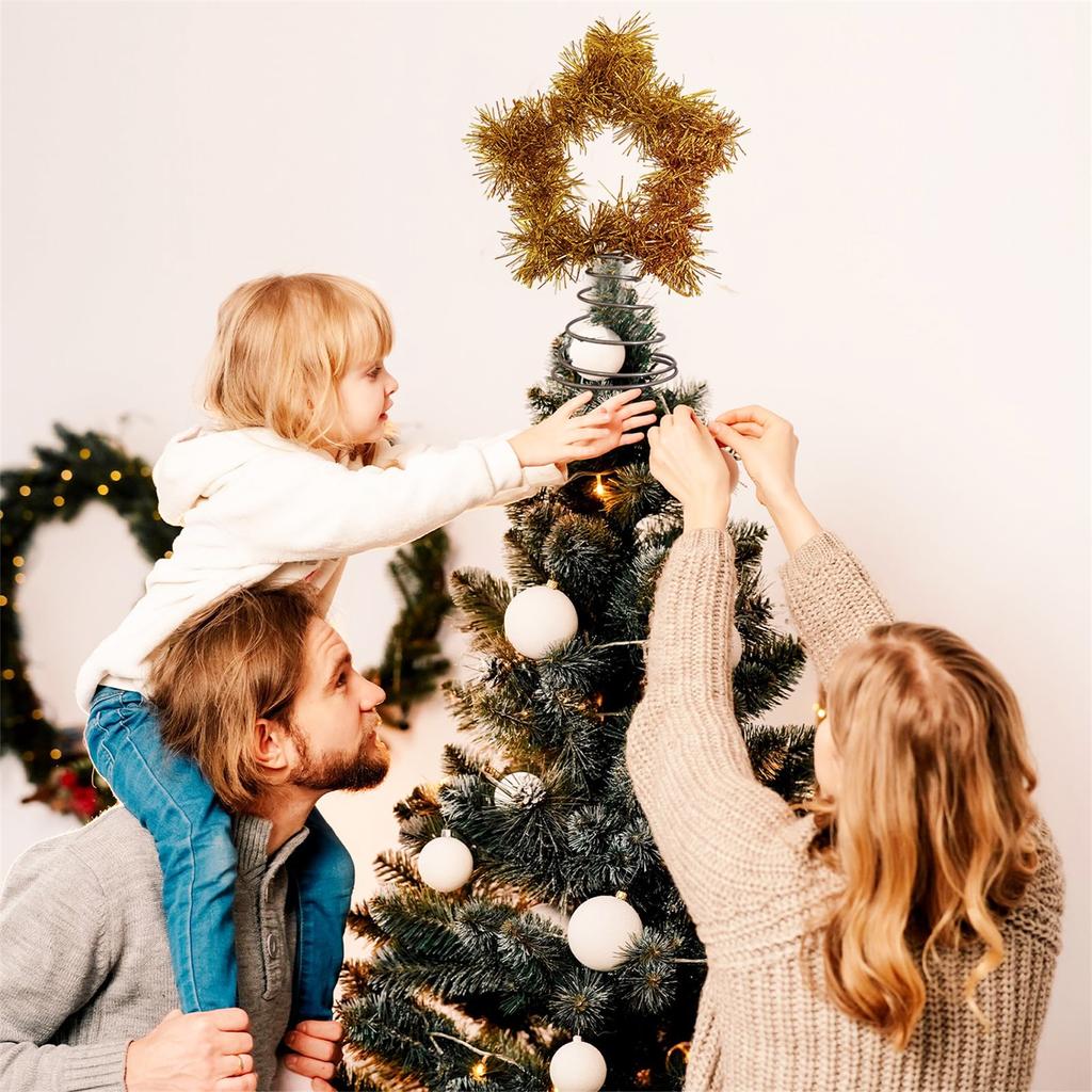 Christmas Tree Golden Star Moon Heart Decoration Christmas Tree Top Shiny Decoration New Year Party Home Interior Decoration