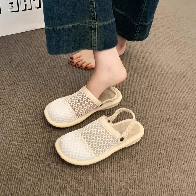 Sandals Women's Summer Outer Wear 2025 New High-end Mesh Hollow Two Wear Hole Shoes One Pedal Bag Head Half Slippers